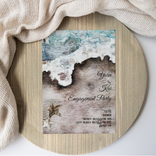 Invitation Rustic Ocean | Fête de fiançailles sur la plage