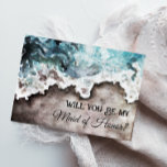 Invitation Rustic Ocean Maid Of Honor Proposal Card<br><div class="desc">This rustic ocean maid of honor proposal card is perfect for your rustic beach boho wedding. This design features bold black and white calligraphy with a ocean background to match your beach destination wedding or casual modern wedding in the spring, summer or fall. Please feel free to reach out to...</div>