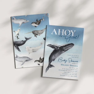 Invitation Rustic Ocean Whale Ahoy C'est un Baby shower de fi