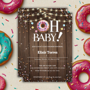 Invitation Rustic Oh Baby Donut & Sprinkle Baby shower Kawaii