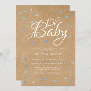 Invitation Rustic Oh Baby Love Hearts Couples Baby Boy Shoy