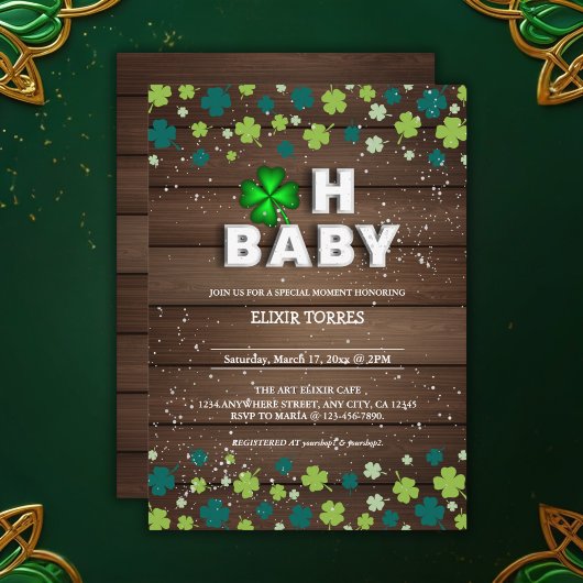 Invitation Rustic Oh Baby St. Patrick's Day Baby shower