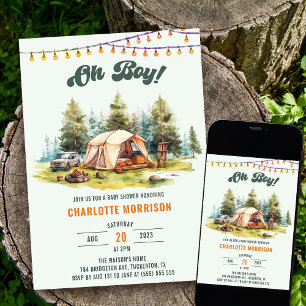 Invitation Rustic Oh Boy Camping Baby shower Party