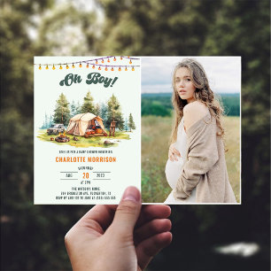 Invitation Rustic Oh Boy Camping Baby shower Party Photo