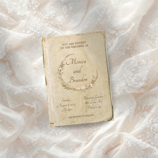 Invitation Rustic Old Paper Wreath