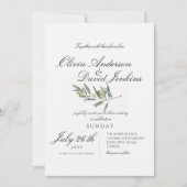Invitation Rustic Olive Mariage Script photo Mariage élégant (Devant)
