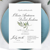 Invitation Rustic Olive Mariage Script photo Mariage élégant
