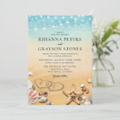 Invitation Rustic Ombre Beach Heart Mariage (Debout devant)