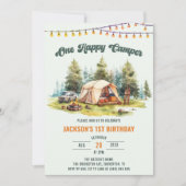 Invitation Rustic One Happy Camper 1ère fête d'anniversaire (Devant)