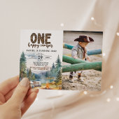 Invitation Rustic One Happy Camper Photo 1er anniversaire fêt