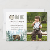 Invitation Rustic One Happy Camper Photo Anniversaire (Devant)