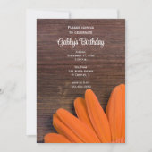 Invitation Rustic Orange Daisy et Barn Wood fête d'anniversai (Devant)