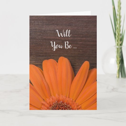 Invitation Rustic Orange Daisy Serez-Vous Ma Serveuse D'Épous (Devant)