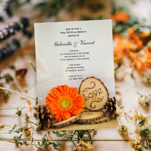 Invitation Rustic Orange Daisy Woodland Post Mariage Brunch