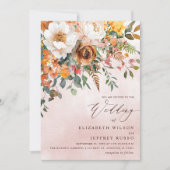 Invitation Rustic Orange Floral Fall Wedding (Devant)