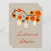 Invitation Rustic Orange Mason Jars Dîner de répétition Invit (Devant / Derrière)