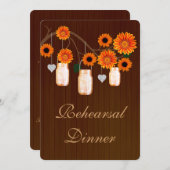 Invitation Rustic Orange Mason Jars Dîner de répétition Invit (Devant / Derrière)