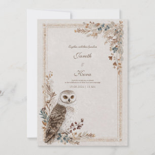 Invitation Rustic Owl Folk Art Mariage