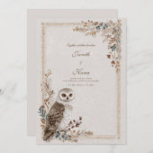 Invitation Rustic Owl Folk Art Mariage (Devant / Derrière)