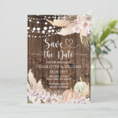 Invitation Rustic Pampas Grass Save the Date Wedding (Debout devant)
