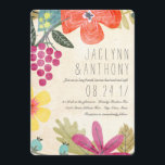 Invitation Rustic Paradise Vineyard Photo Mariage<br><div class="desc">Floraux rustiques d'aquarelle en orange,  prune,  vert,  jaune et bleu ardoise. Arrière - plan blanc cassé avec un look légèrement texturé. Ajoutez une touche spéciale avec une photo sur le dos. Simple,  élégant,  coloré,  parfait pour votre journée spéciale ! Veuillez remplacer l'image du modèle avant d'acheter.</div>