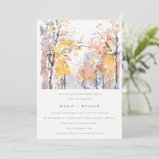 Invitation Rustic Pastel Automne Automne Fiançailles Paysage (Debout devant)