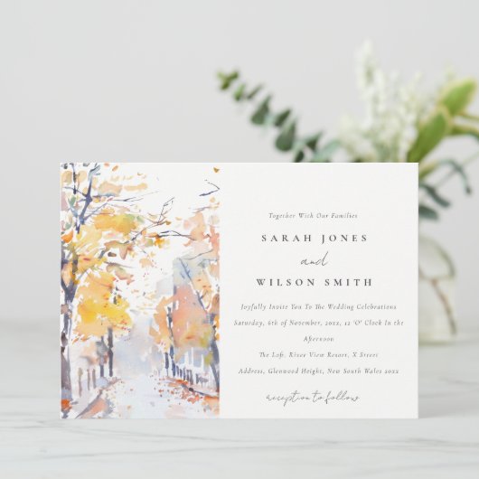 Invitation Rustic Pastel Automne Automne Mariage Paysage d'au (Debout devant)