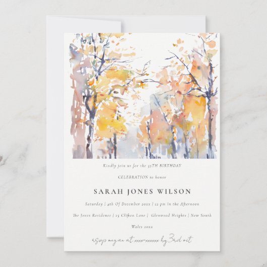 Invitation Rustic Pastel Automne Paysage Automne Anniversaire (Devant)