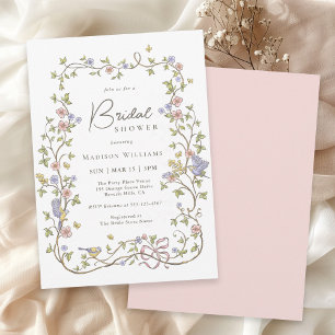 Invitation Rustic Pastel Fleur sauvage Fête des mariées botan