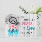 Invitation *~* Rustic Peace Love Hippy Baby shower neutre (Debout devant)