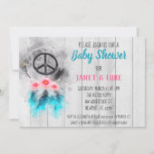 Invitation *~* Rustic Peace Love Hippy Baby shower neutre (Dos)