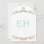 Invitation Rustic Peach Pink Mint  Die Cut Garland Wedding (Dos)