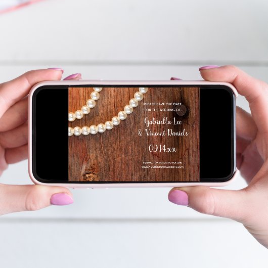 Invitation Rustic Pearls Country Grotte Mariage Enregistrer l