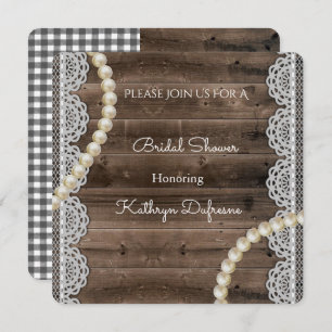 Invitation Rustic Pearls & Lace Bridal Douche