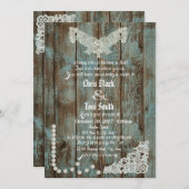 Invitation Rustic Pearls & Lace Wedding Inviter (Devant / Derrière)