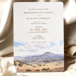 Invitation Rustic Père Noël Fe, Nouveau-Mexique Mariage<br><div class="desc">Invitation vos invités à votre mariage avec notre Faire-part de mariage Rustic Desert, présentant le paysage magnifique de Père Noël, Nouveau-Mexique. L'avant de la carte présente une élégante typographie dans les tons chauds de taupe, beige et marron sablonneux, dressée contre une belle aquarelle illustrant les mesas emblématiques et le paysage...</div>