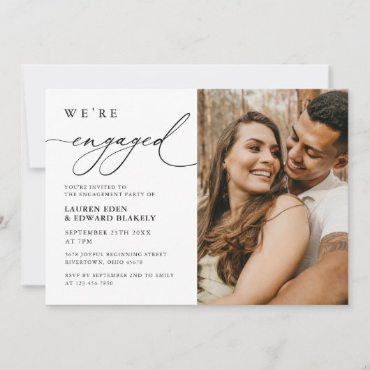 Invitation Rustic Photo Nous sommes engagés Script Engagement (Devant)