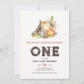 Invitation Rustic Photo Un Joyeux Camper Anniversaire (Devant)