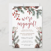 Invitation Rustic Pine & Berry Winter Engagement Party (Devant)