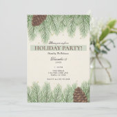 Invitation Rustic Pine Cones & Fir Christmas Holiday Party (Debout devant)