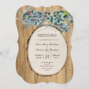 Invitation Rustic Pine Lodge Mariage d'hiver