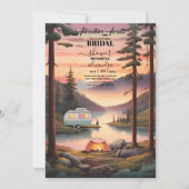 Invitation Rustic Pine Woods Camping Fête des mariées de mont (Devant)