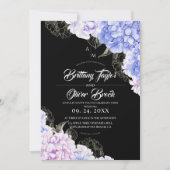 Invitation Rustic Pink & Blue Hydrangea Dark Wedding  (Devant)