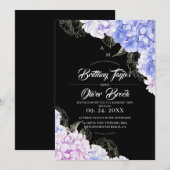 Invitation Rustic Pink & Blue Hydrangea Dark Wedding  (Devant / Derrière)