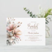 Invitation Rustic Pink Floral Bridal Shower (Debout devant)
