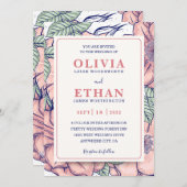 Invitation Rustic Pink Floral Hand Drawn Botanical Wedding  (Devant / Derrière)