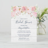 Invitation Rustic Pink Floral Spring Bridal Shower (Debout devant)