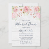 Invitation Rustic Pink Floral Spring Rehearsal Dinner (Devant)