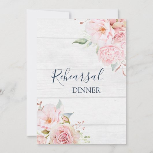 Invitation Rustic Pink Floral Spring Rehearsal Dinner (Dos)