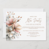 Invitation Rustic Pink Floral Wedding After Party (Devant)